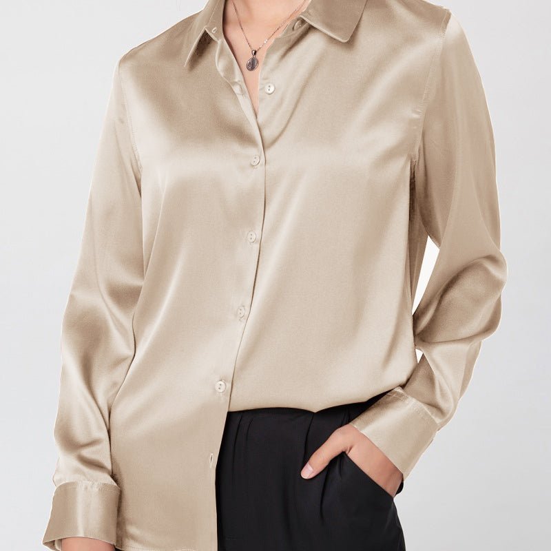 Women's Long Sleeve Silk Button-Down Blouse