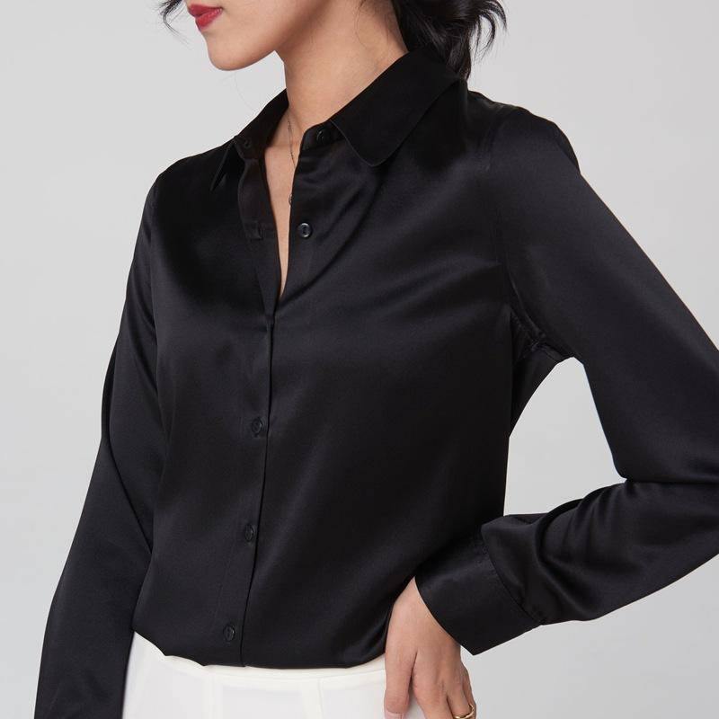 Women's Long Sleeve Silk Button-Down Blouse