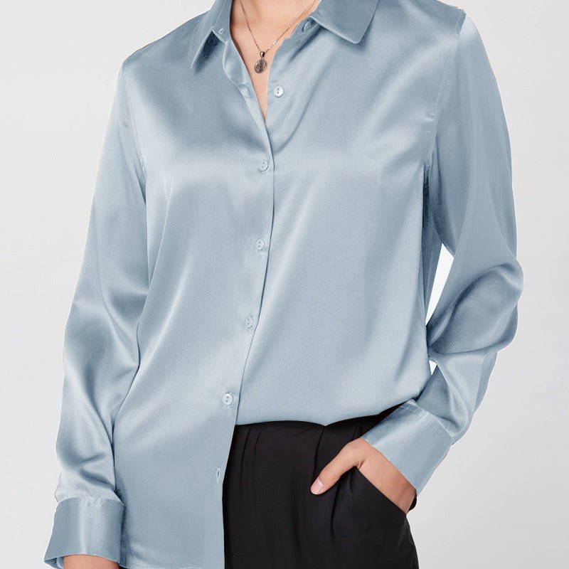Women's Long Sleeve Silk Button-Down Blouse