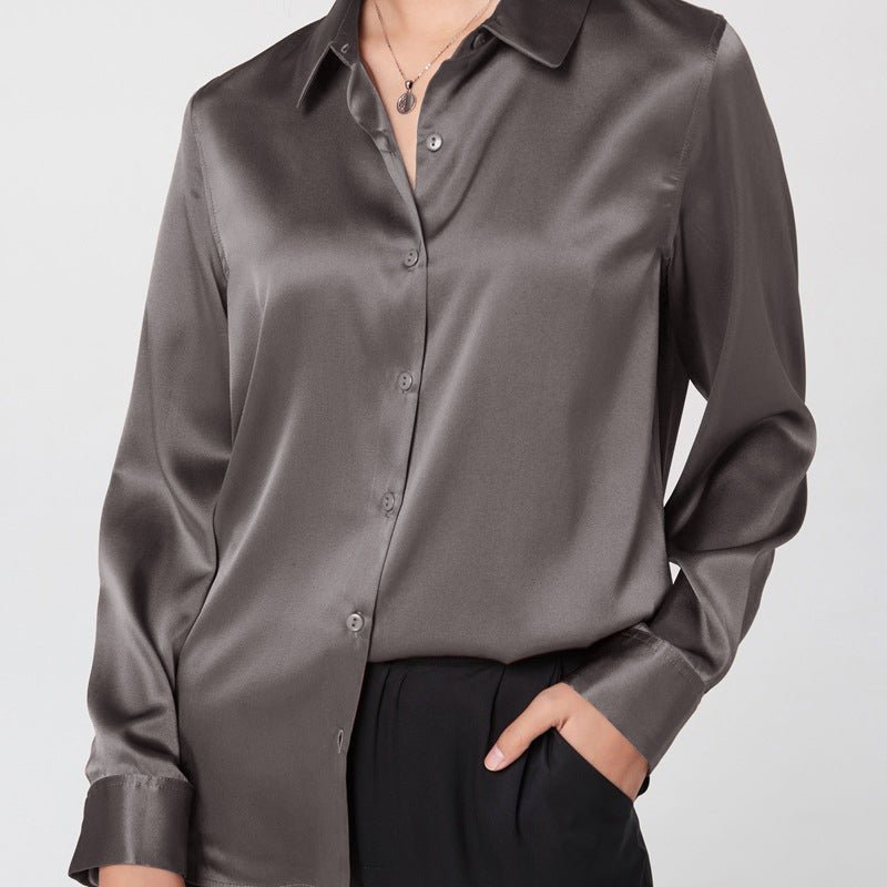 Women's Long Sleeve Silk Button-Down Blouse