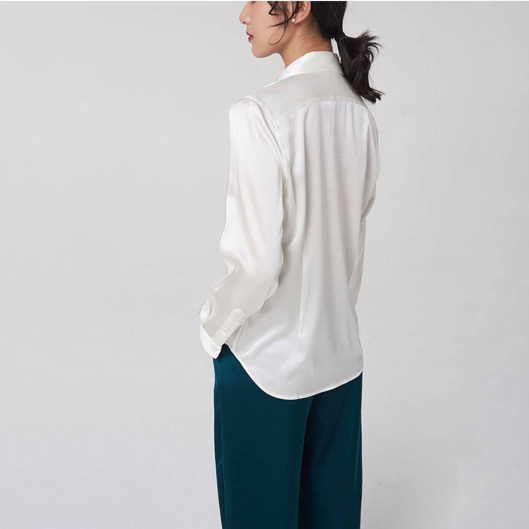 Women's Long Sleeve Silk Button-Down Blouse