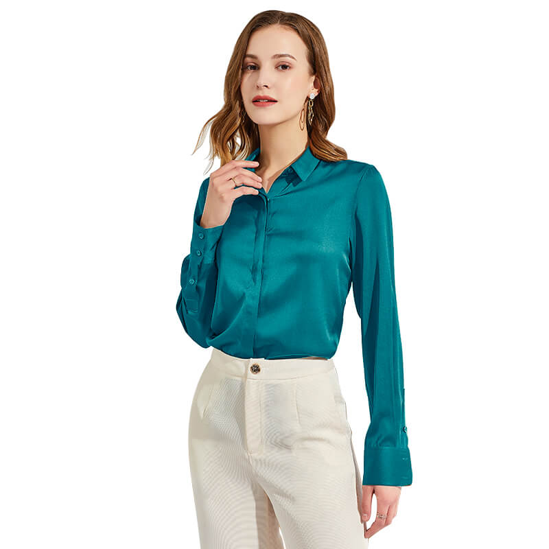 Silk Blouses For Women Long Sleeve Silk Button Shirts