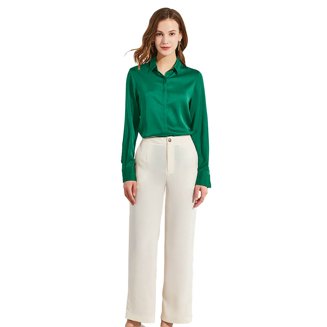 Silk Blouses For Women Long Sleeve Silk Button Shirts