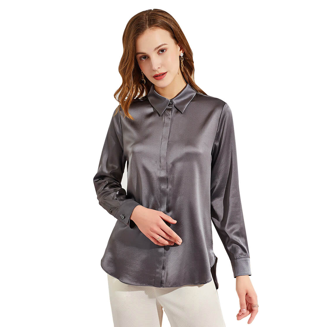 Silk Blouses For Women Long Sleeve Silk Button Shirts