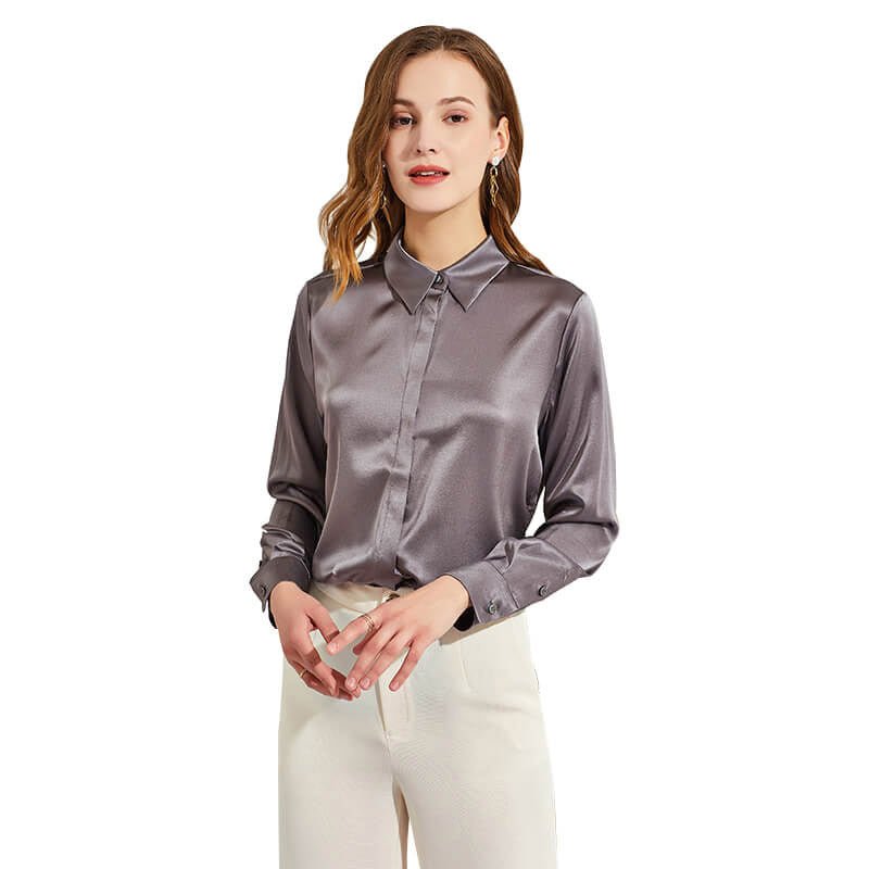 Silk Blouses For Women Long Sleeve Silk Button Shirts