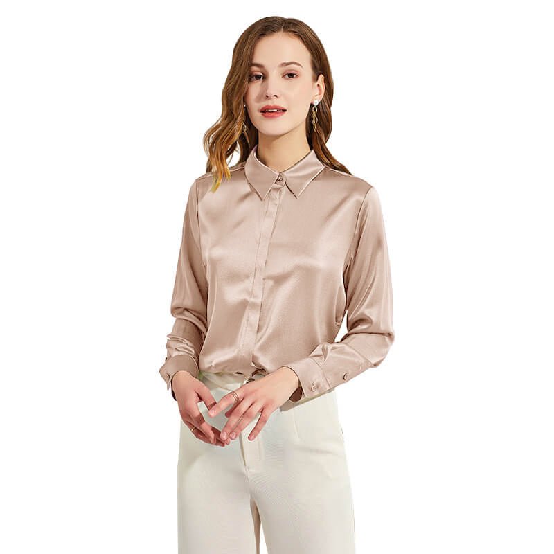 Silk Blouses For Women Long Sleeve Silk Button Shirts