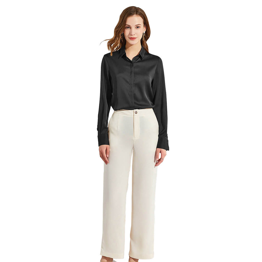 Silk Blouses For Women Long Sleeve Silk Button Shirts