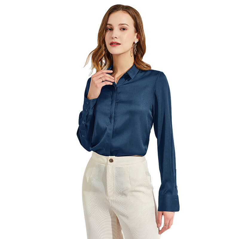 Silk Blouses For Women Long Sleeve Silk Button Shirts