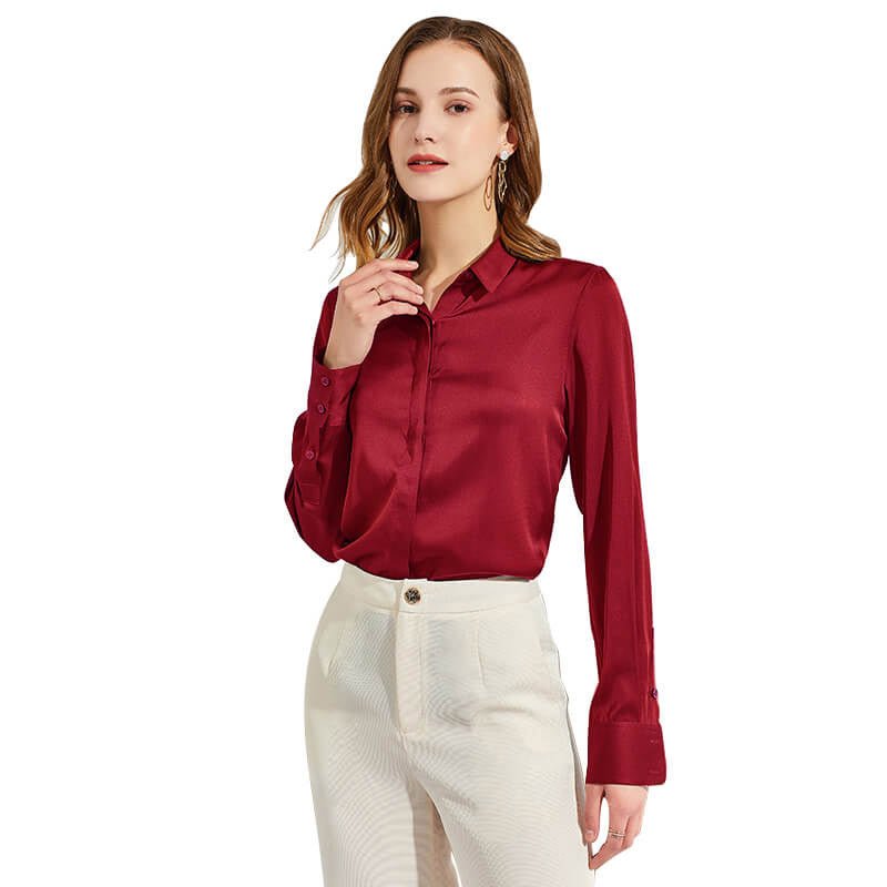 Silk Blouses For Women Long Sleeve Silk Button Shirts