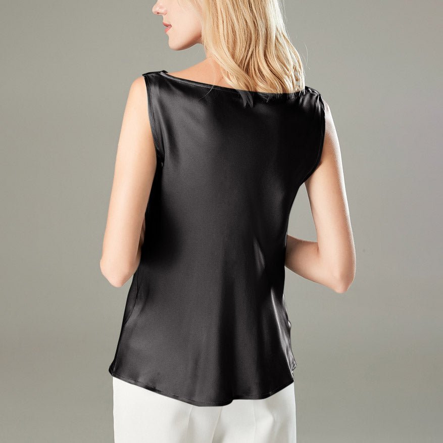 Women's Cowl Neck Silk Tank Top Sleeveless Silk Tanks