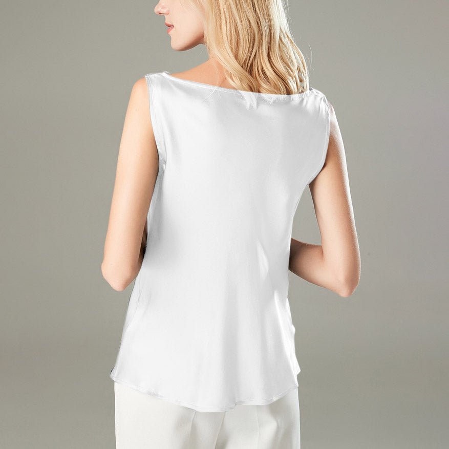 Women's Cowl Neck Silk Tank Top Sleeveless Silk Tanks