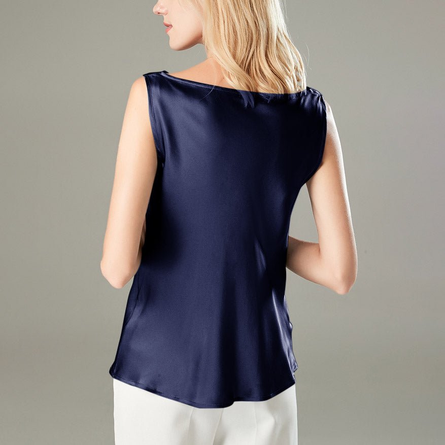 Women's Cowl Neck Silk Tank Top Sleeveless Silk Tanks