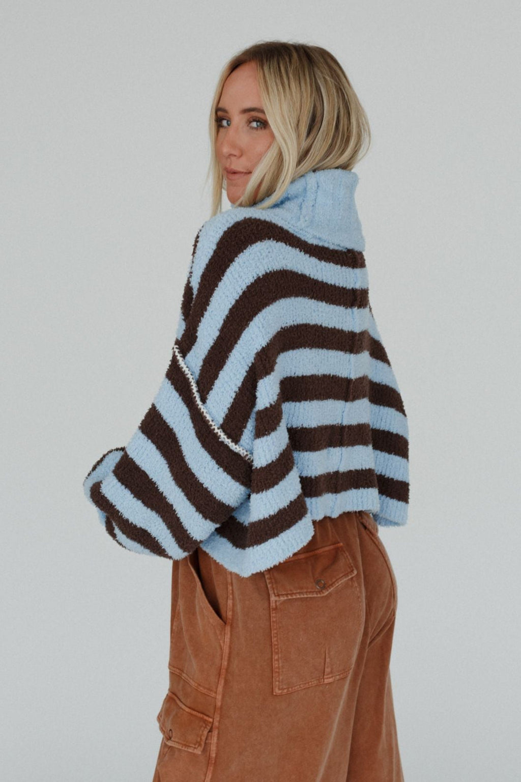 Ruby Striped Turtleneck Top - Blue Multi