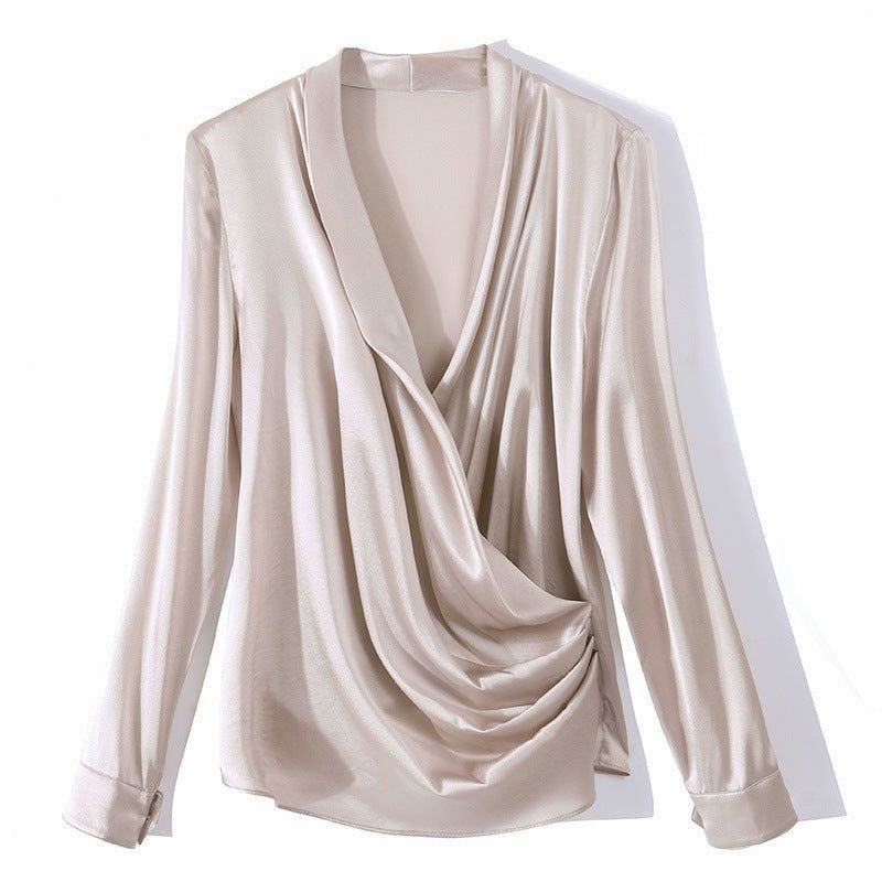 Womens Elegant Silk Blouse 100% Mulberry Silk Long Sleeves Shirts