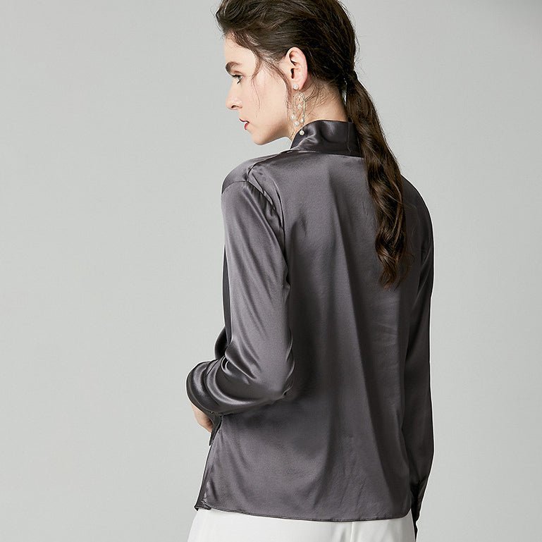 Womens Elegant Silk Blouse 100% Mulberry Silk Long Sleeves Shirts