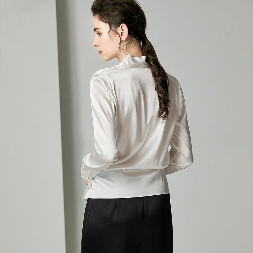 Womens Elegant Silk Blouse 100% Mulberry Silk Long Sleeves Shirts