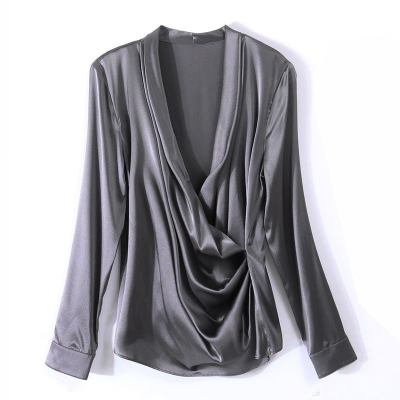 Womens Elegant Silk Blouse 100% Mulberry Silk Long Sleeves Shirts